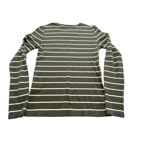 RALPH LAUREN Women Tee Size L Gray Long Sleeve Sport Striped Purple Horse 79-13 - Picture 2 of 11